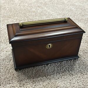 Elegant Wooden Jewelry Box with Brass Handle
